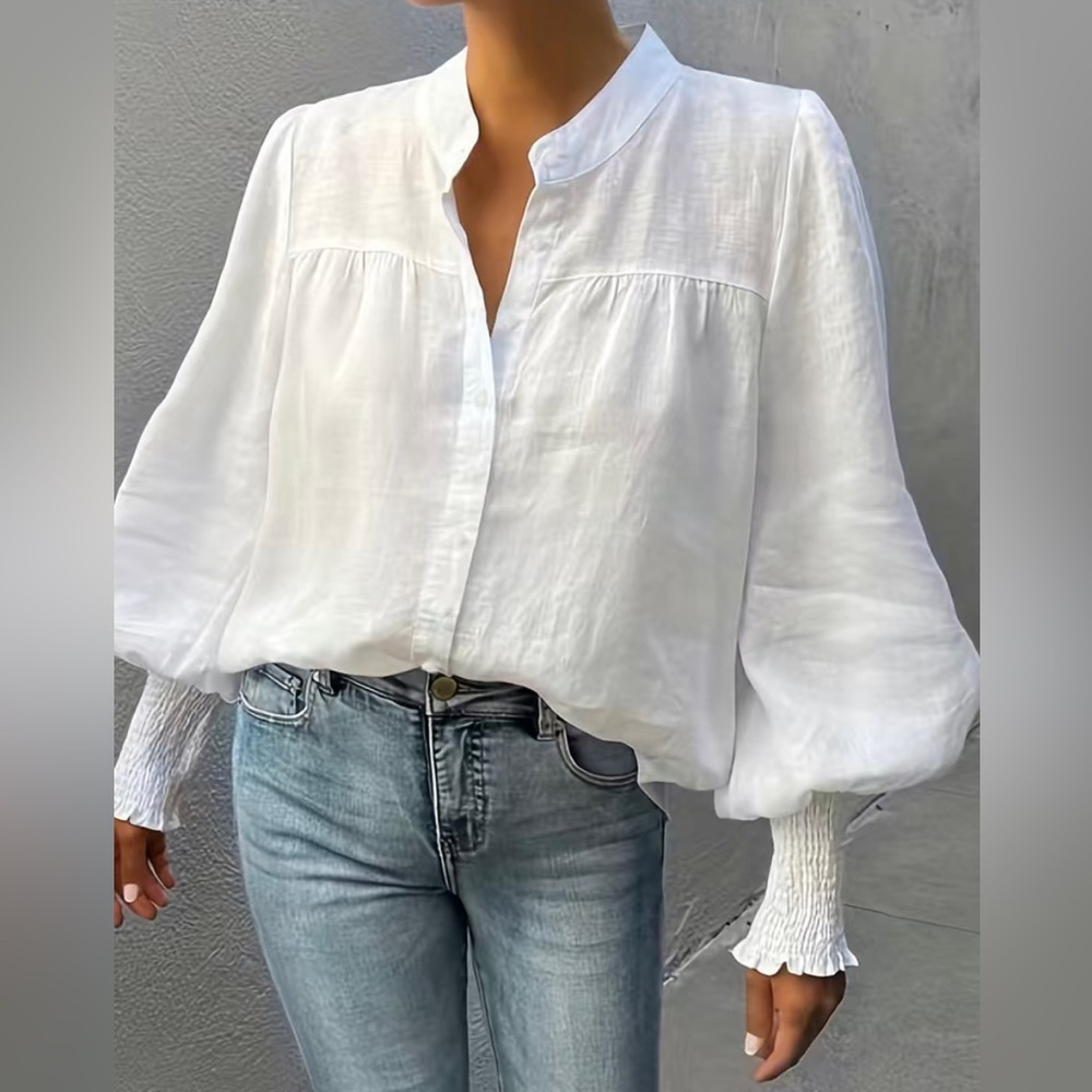Boho shirred lantern sleeve blouse